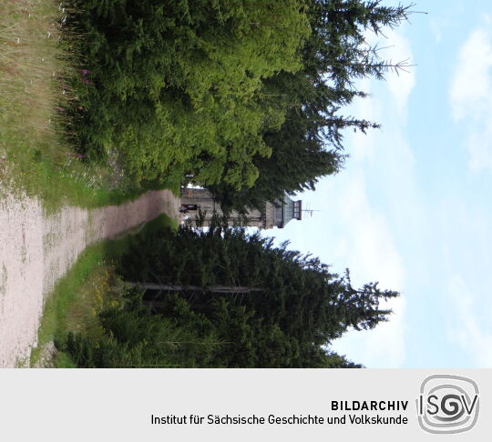 Der Aussichtsturm auf dem Auersberg bei Eibenstock-Wildenthal im Erzgebirge.