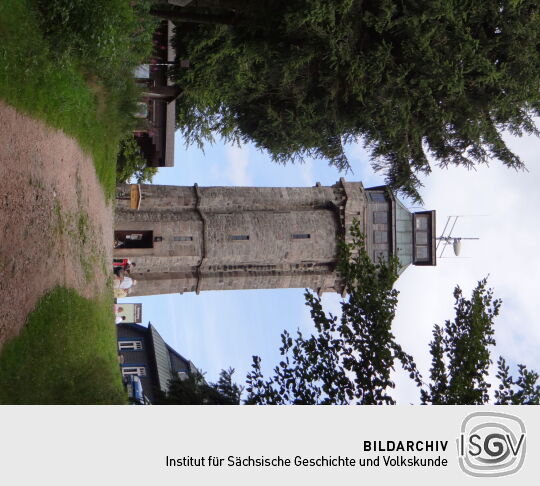 Der Aussichtsturm auf dem Auersberg bei Eibenstock-Wildenthal im Erzgebirge.