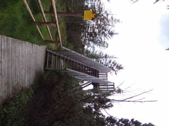 Das Aussichtsgerüst im Kleinen Kranichsee bei Johanngeorgenstadt.