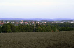 Blick zum Wasserturm mit Aussichtsplattform in Reichenbach im Vogtland.