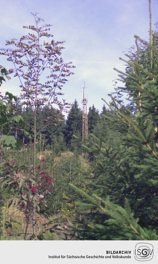 Funkmast an der Hohen Henne im Erzgebirge.