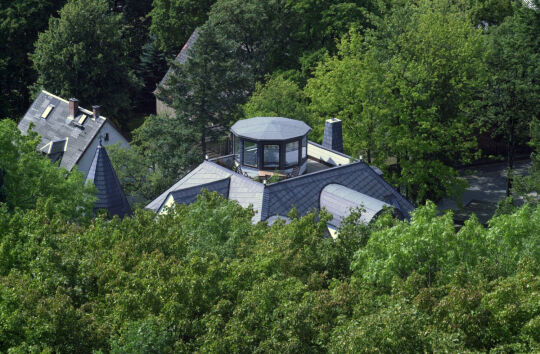 Turmaufsatz auf Wohnhäusern am Bärenstein in Plauen im Vogtland.