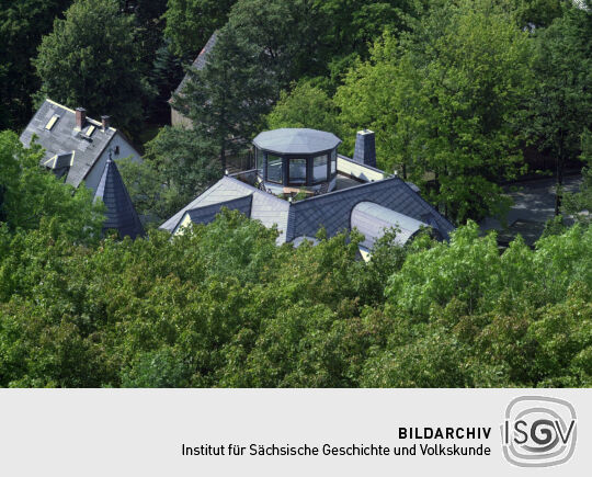 Turmaufsatz auf Wohnhäusern am Bärenstein in Plauen im Vogtland.