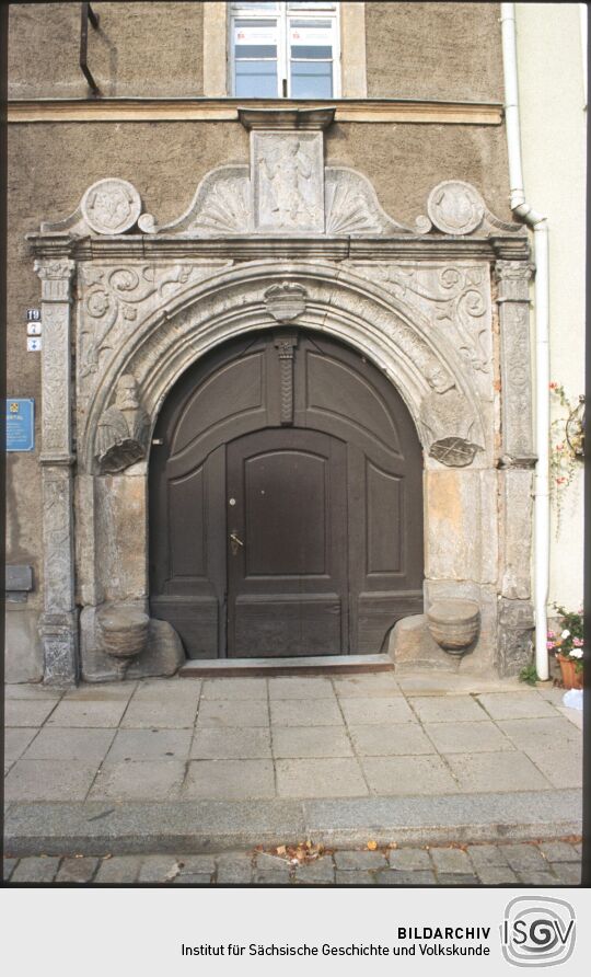 Renaissanceportal des sogenannten Maltizschen Bergamtes am Markt in Dippoldiswalde
