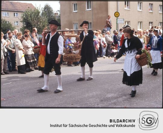 Festumzug zum Tag der Sachsen in Rochlitz (1995): Teilnehmer in historischen Kostümen