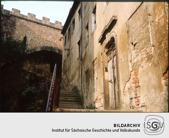 Blick zur Brücke zum Meißner Burgberg