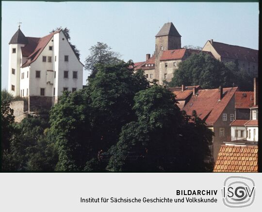 Blick zur Burg Hohnstein in der Sächsischen Schweiz