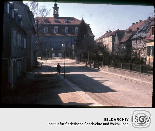 Blick zum Gemeindesaal der Herrnhuter Brüder, Zinsendorfplatz
