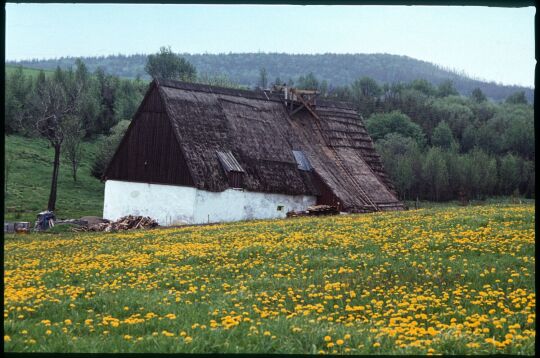 Bauernhof mit Srohdeckung und verbrettertem Giebel in Fürstenau 1982