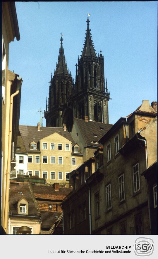 Blick zu den Türmen des Meißner Doms 1985