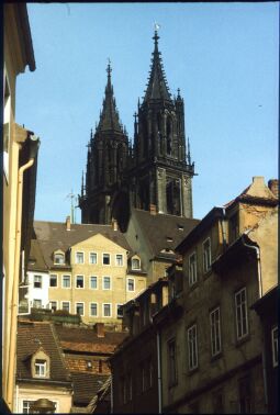 Bild: Blick zu den Türmen des Meißner Doms 1985