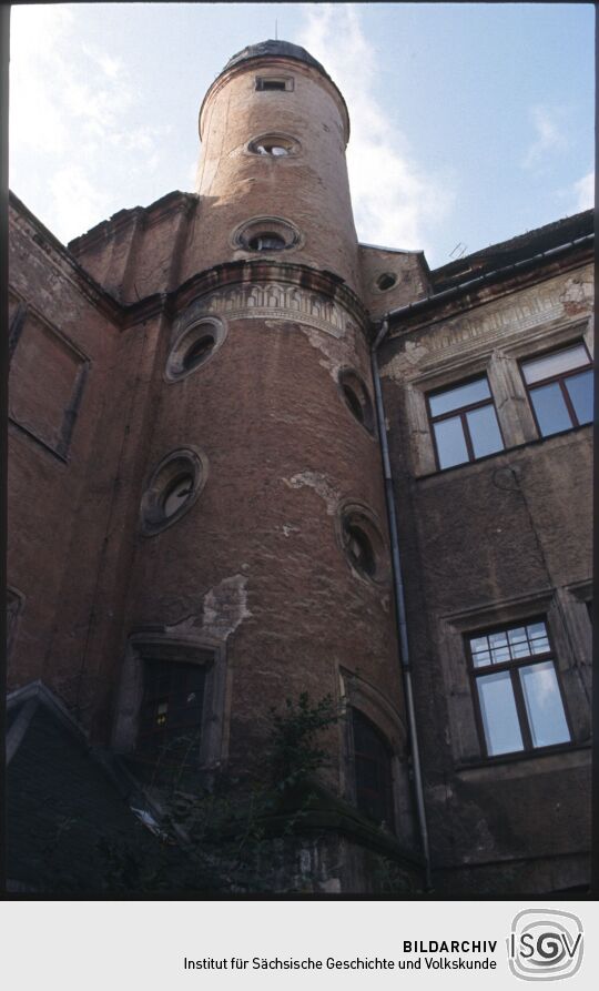 Turm des Schlosses Dippoldiswalde 1990