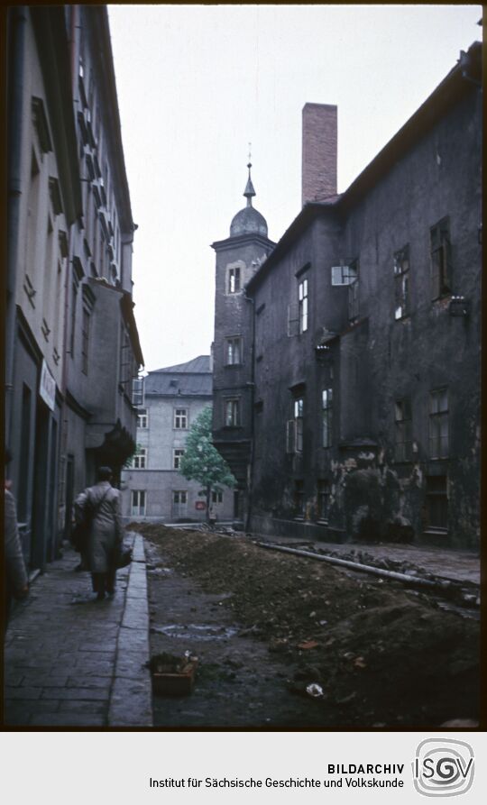 Straßenarbeiten in Pirna 1981