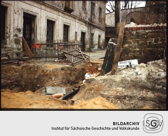 Straßenbauarbeiten im Schloßgraben in Bautzen 1988