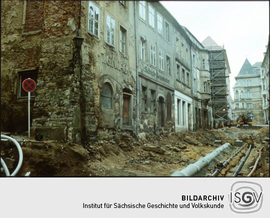Straßenarbeiten in der Heringstraße in der Bautzner Altsadt  1984