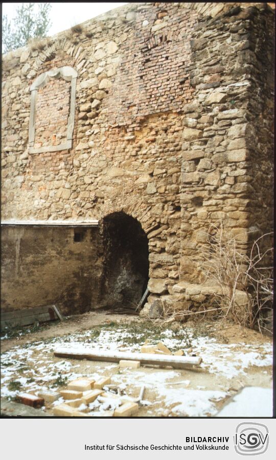 Ruine der ehemaligen Mönchskirche in der Bautzner Altstat 1984