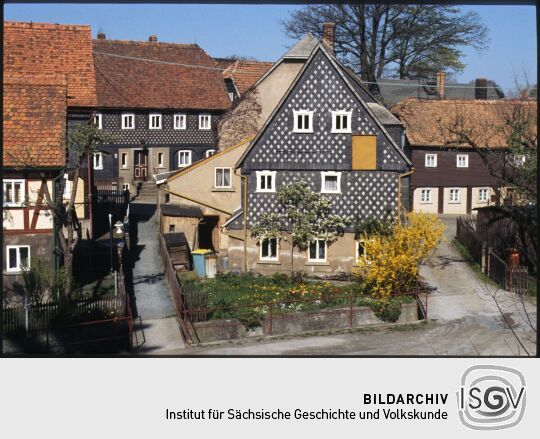 Blick auf Umgebindehäuser in Obercunnersdorf