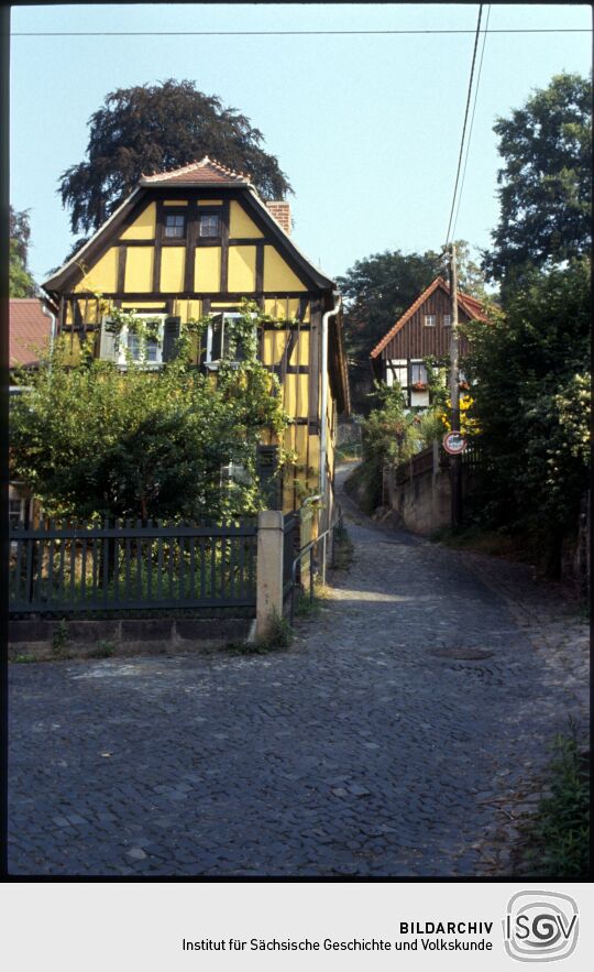 Blick durch den Oberwachwitzer Weg in Dresden-Wachwitz