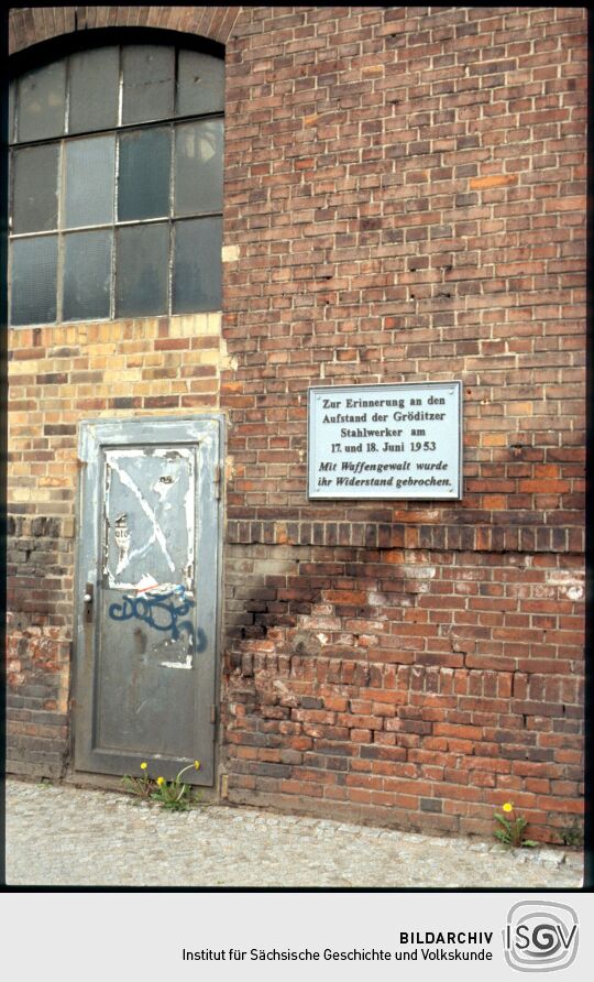 Gedenktafel an den Aufstand 1953 in Gröditz