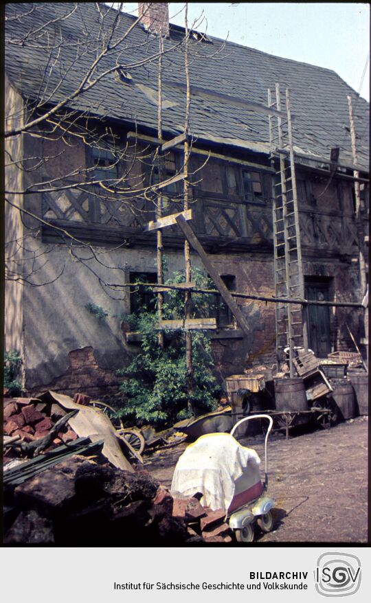 Eingerüsteter Fachwerkbau