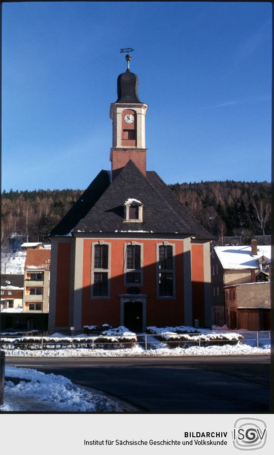 George-Bähr-Kirche in Schmiedeberg im Winter