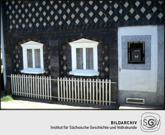 Detailaufnahme eines Umgebindehauses in Obercunnersdorf