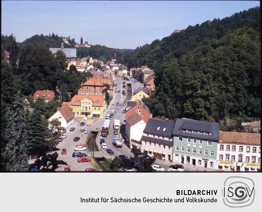 Blick von der Burg Tharandt auf den Ort