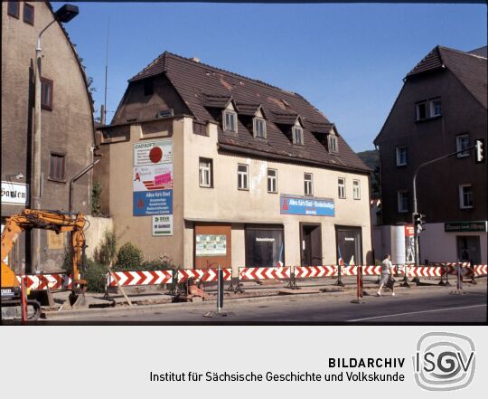 Bauarbeiten in der Dresdner Straße in Freital Potschappel