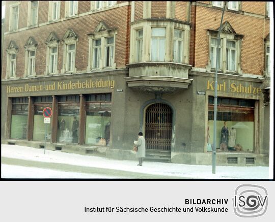 Ecke Röder Straße/ Hauptstraße in Radeberg im Winter
