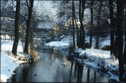 Bild: Blick auf den Fluss Pulsnitz im verschneiten Reichenau