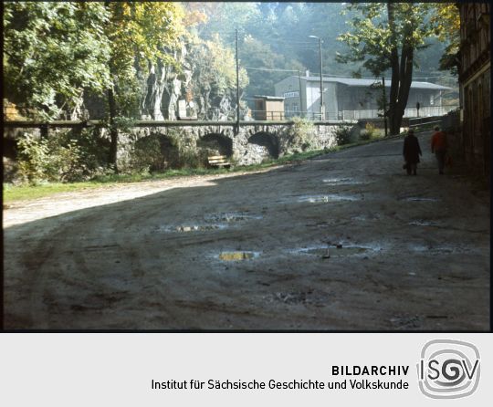 Blick zum Bahnhof der Weißeritztalbahn in Rabenau