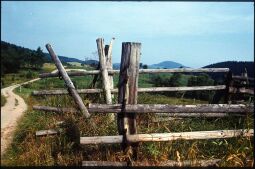Bild: Holzzaun oder -gatter(?) an einem Weg bei Geising