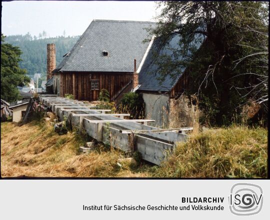 Hölzerner Wasserzulaug zur Brettschneidemühle in Geising