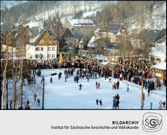 Blick auf das Eisstadion in Geising
