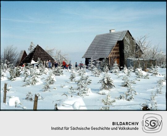 Skiläufer auf dem Kahleberg bei Altenberg