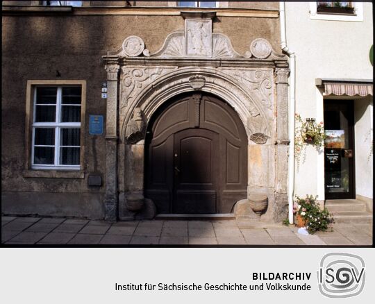 Portal des sogannten Maltitzschen Bergamts am Markt Dippoldiswalde, Renaissanceportal aus dem 16. Jahrhundert