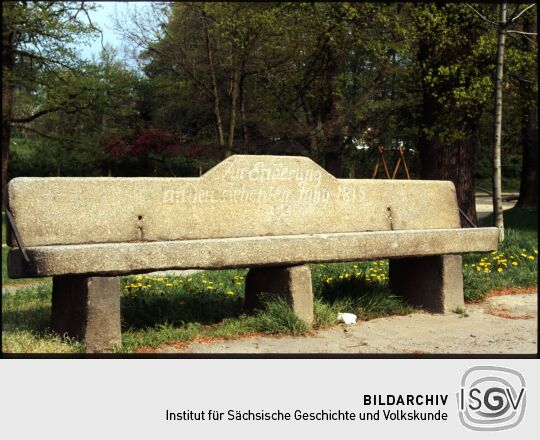 Bank als Denkmal für de Rückkehr des sächsischen Königs 1815 im Lutherpark Bischofswerda
