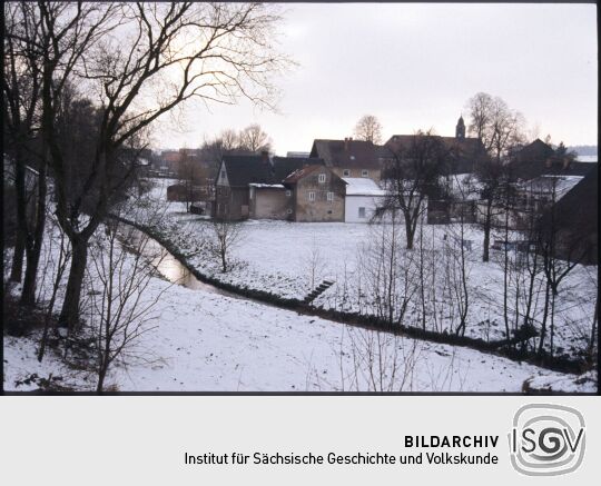 Blick auf das verschneite Kleinröhrsdorf