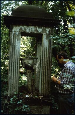 Bild: Grabmal auf dem überwucherten Eliasfriedhof in Dresden