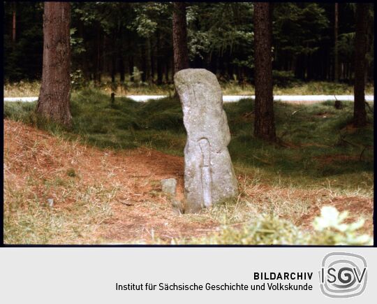 'Steinernes Messer' (Sühnekreuz mit eineim eingravierten Messer) in der Dippoldiswalder Heide