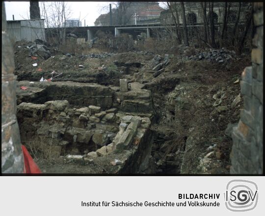 Freigelegte Kellergeschosse in den Ruinen des Dresdner Taschenbergpalais