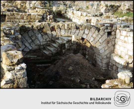 Freigelegte Kellergeschosse von 1945 zerstörten Gebäuden am Dresdner Altmarkt