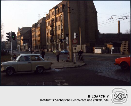 Blick von der Weißeritzstraße in die Friedrichstraße in der Dresdner Friedrichstadt