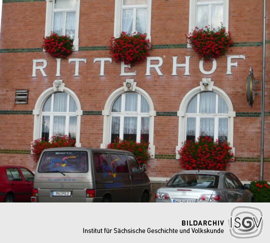 Die Gaststätte "Ritterhof" an der Hauptstraße in Altmittweida