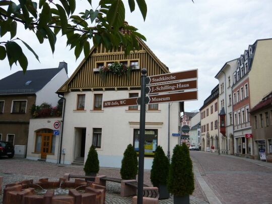 Wohn- und Geschäftshäuser in der Webergasse Ecke Frongasse in Mittweida