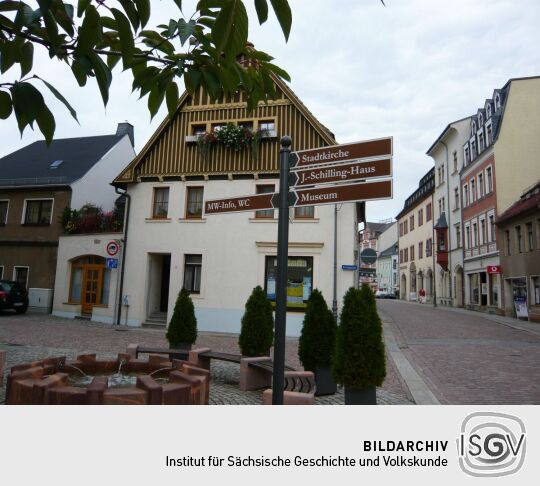 Wohn- und Geschäftshäuser in der Webergasse Ecke Frongasse in Mittweida