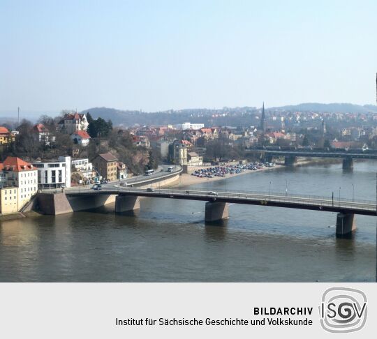Meißen - Blick von der Burg nach Südost über Elbe und Stadt