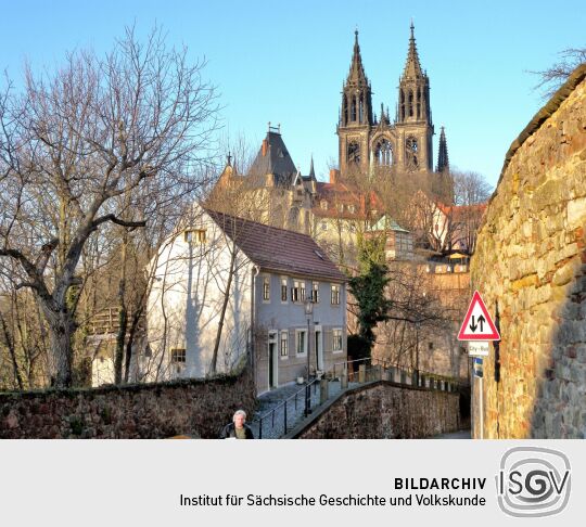 Meißen - Domblick von Hohlweg Ecke Freiheit
