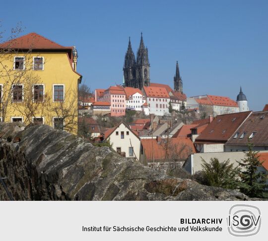 Meißen - Ende Frauenstufen - Blick zu Burg und Dom