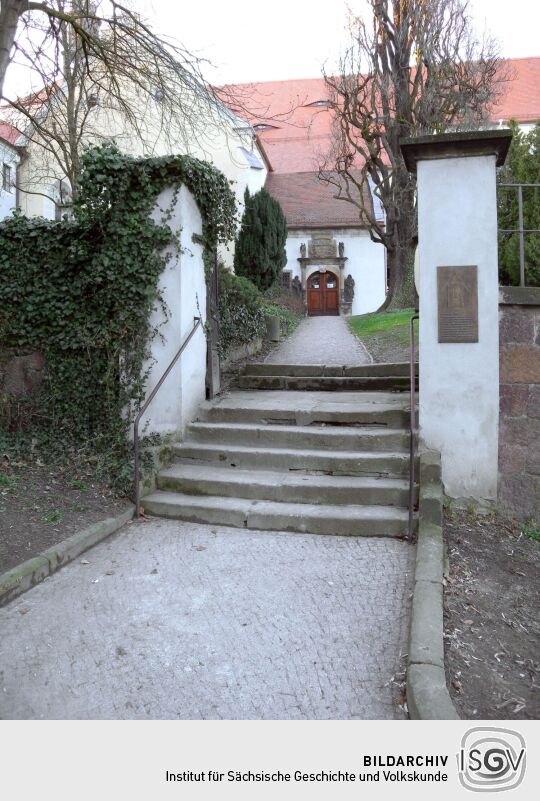 Meißen, Freiheit Nr.14 - Kirche St. Afra (Infotafel Bild 300604)